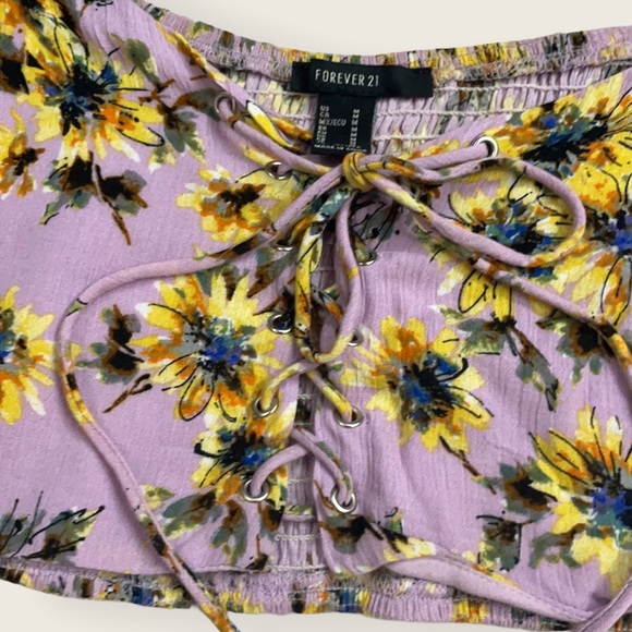 FOREVER 21 Purple Floral Crop Top - Picture 3 of 4